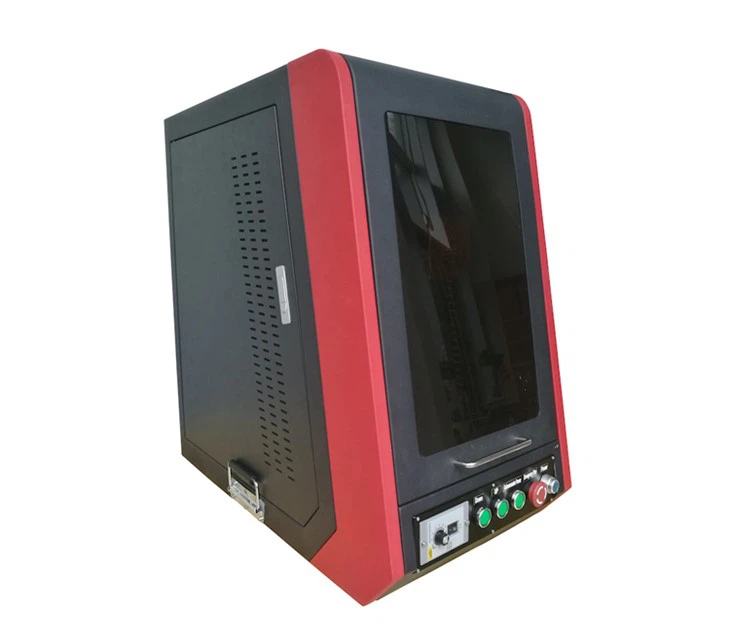 50W Red Color Closed Fiber Laser Marking Machine With Workbench﻿﻿
