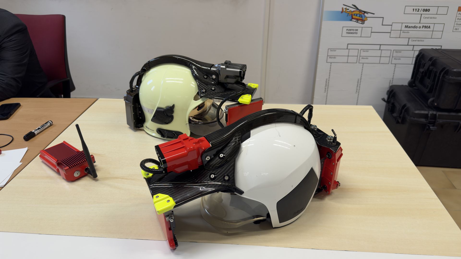 iFalconHM mounted on two different helmets