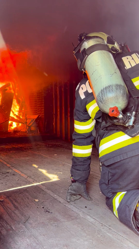 iFalconHM during the fire test in a container