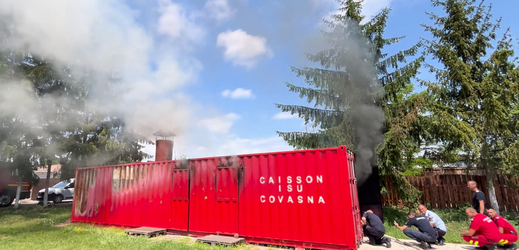 A container with fire in Covasna during iFalconHM test