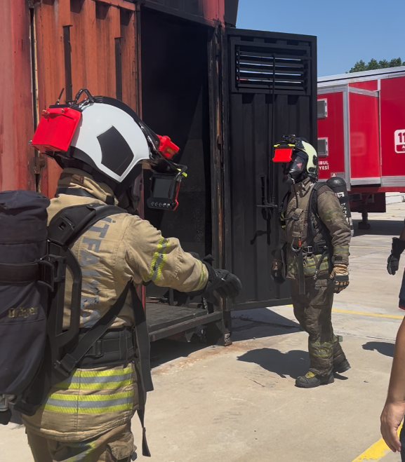 Turkish firefighters before testing iFalconHM Istanbul firefighters testing iFalconHM