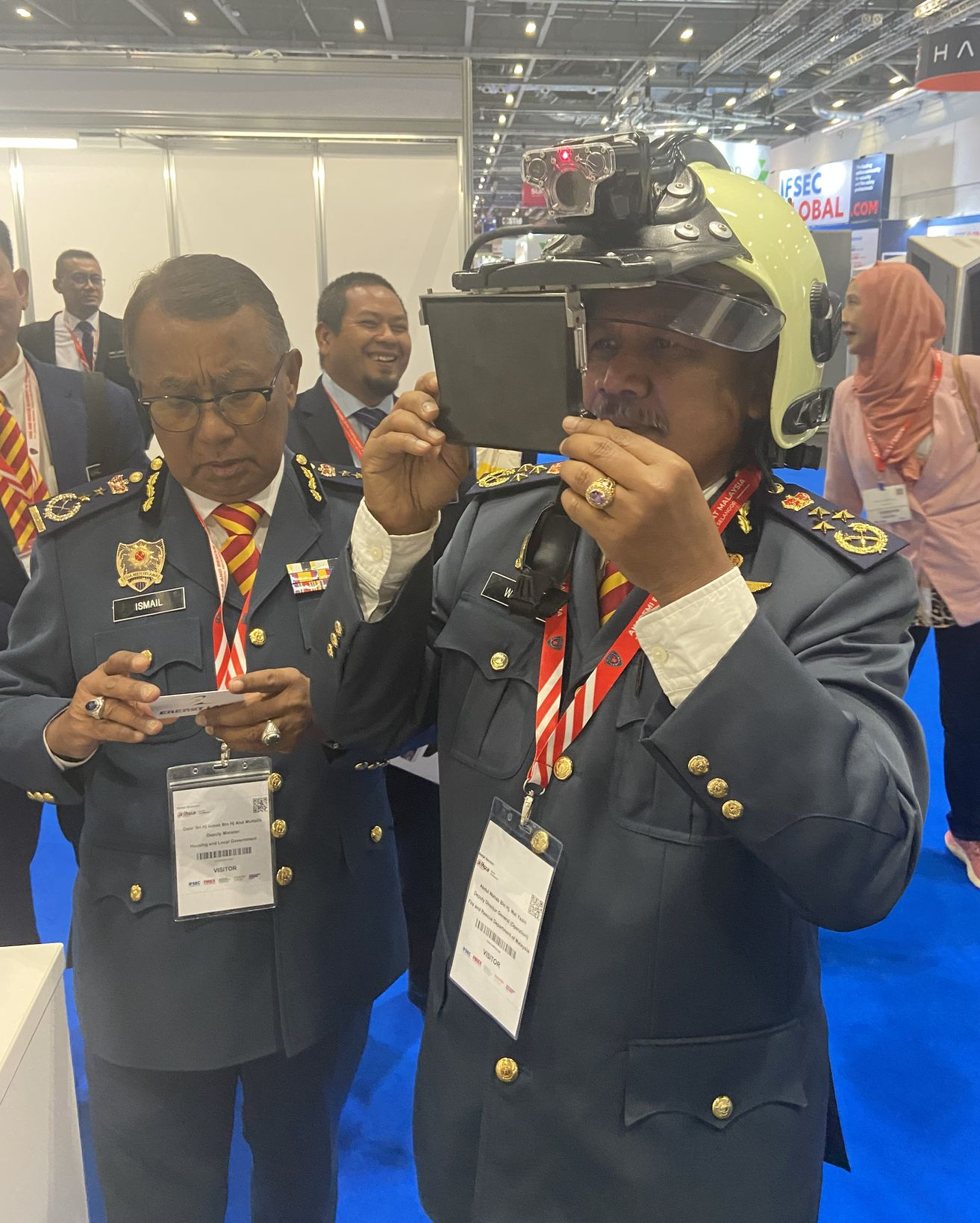Malaysian Fire and Rescue Department testing iFalconHM at IFSEC International 2022 in London